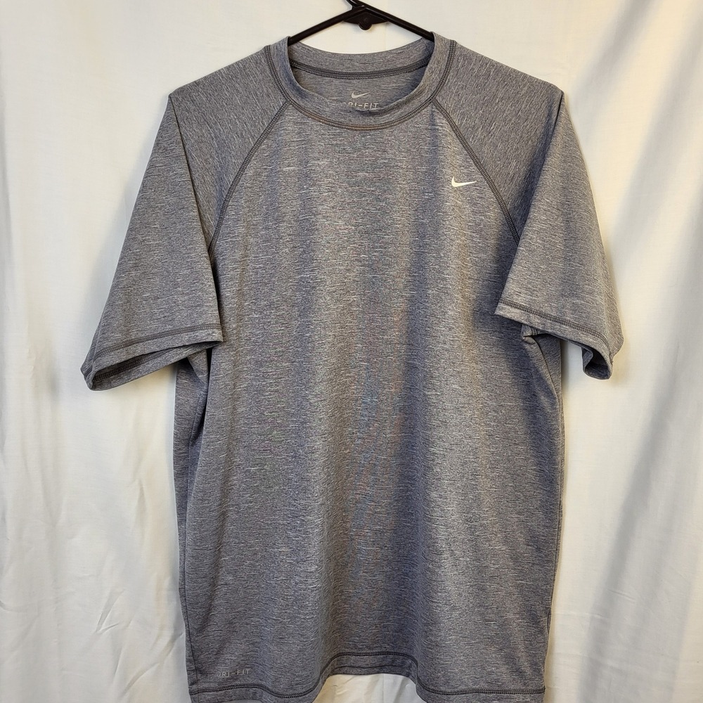 Nike Dri-FIT Mens Large Gray Heathered Short Sleeve Raglan Active Training Shirt